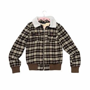 Fox Riders Co Plaid Sherpa Collar Zip Jacket Size L